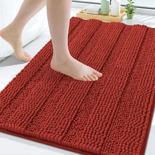 Miniatura 244 de Grandaily Alfombras de baño de felpilla a rayas de 24 x 16 pulgadas, extra gruesas y suaves, absorbentes, parte trasera de goma, alfombra de ducha