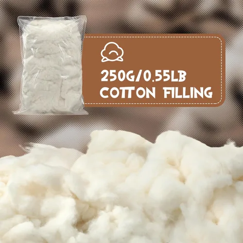 Miniatura 2 de Relleno de Algodón de 250g/0.55lb para Animales de Peluche, Almohada Suave, Relleno de Fibra de Algodón Natural, para Juguetes, Decoraciones
