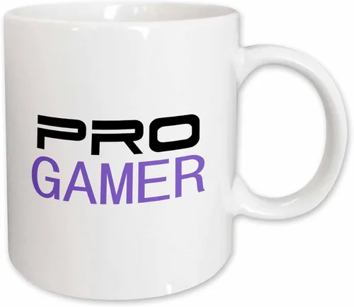 Miniatura 12 de 3dRose mug_151243_4 "Pro gamer - awesome gaming job or hobby and proud of it - computer pro-gamer in black and purple" Taza, 11 oz, Negro