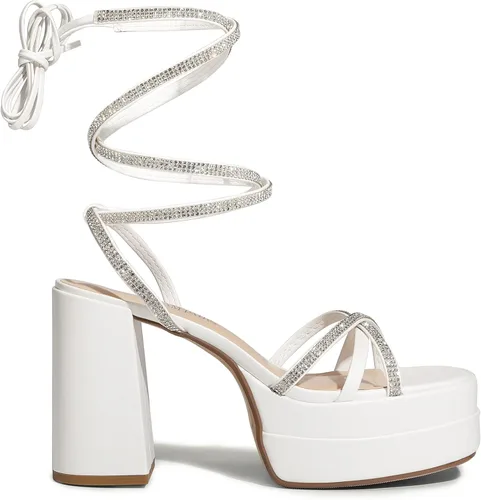 Miniatura 5 de DREAM PAIRS Sandalias de plataforma con cordones para mujer, con diamantes de imitación, sandalias gruesas Y2K para club, fiesta, cita, baile