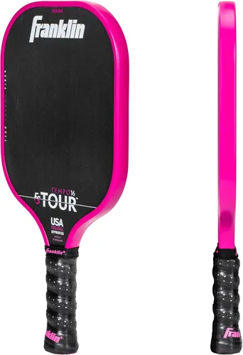 Miniatura 8 de Juego de pala de pickleball profesional Franklin Sports - Pala de fibra de carbono serie FS Tour, cubierta + borrador - 14mm + 16mm Rosado