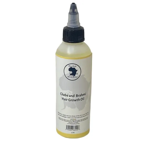EBONY'S BEAUTY HAIR AND SKIN CARE Aceite para el crecimiento del cabello seco dañado por Chebe y Brahmi africano, tintes y parabenos, ayuda a crecer