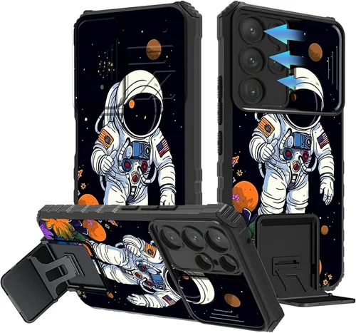 Miniatura 439 de Funda para Samsung Galaxy S22 Ultra 5G, Galaxy S22 Ultra con cubierta de cámara deslizante, funda resistente de doble capa con función atril Black