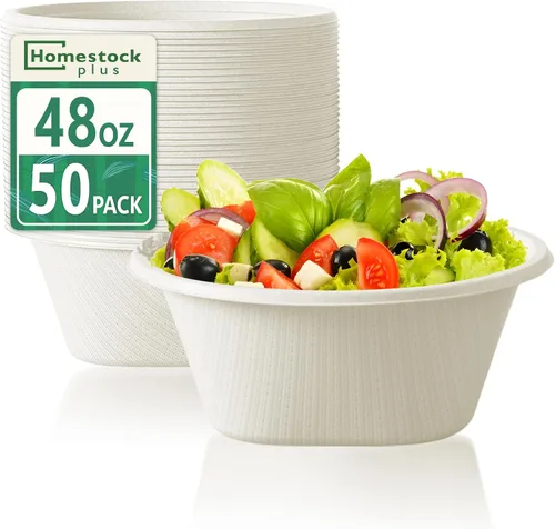 Miniatura 10 de Homestockplus Cuencos desechables de 16 onzas, cuencos de papel pequeños de alta resistencia, hechos de cuencos biodegradables de bagazo natural