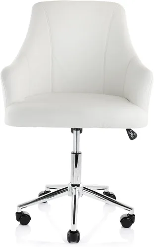 Miniatura 7 de Elama Silla de oficina ajustable de piel sintética en color blanco con acabado cromado