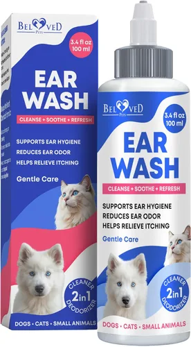 Gotas y solución de lavado para limpiar oídos para gatos y perros, tratamiento de infecciones óticas por levadura y alivio de picazón en los oídos