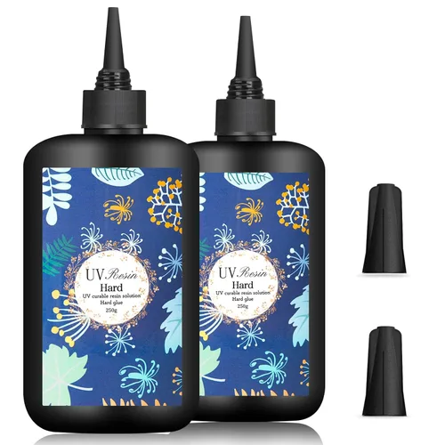 Resina UV de 17.64 oz, pegamento de resina epoxi ultravioleta dura transparente mejorada, bajo olor, kit de resina UV de curado rápido para