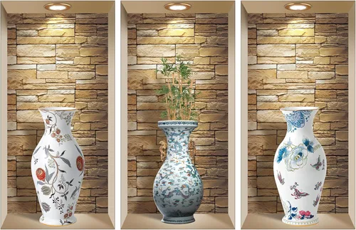 Miniatura 6 de Juego de 3 pegatinas de pared de arte 3D imagen extraíble decoración del hogar vinilo azulejos calcomanías mural