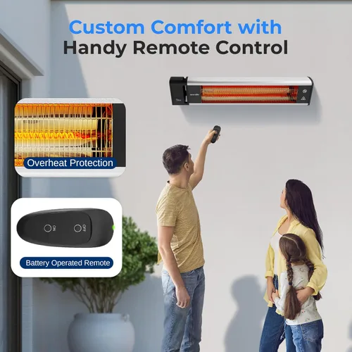 Miniatura 4 de SereneLife - SLOHT26 Calentador eléctrico con infrarrojos para exterior, de 1500 W para calentar rápido la pared o techo, sin olor, calentador