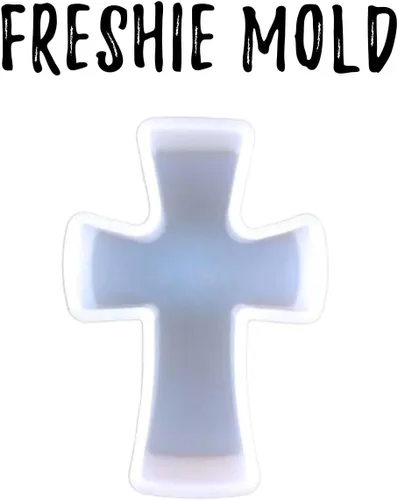 Miniatura 2 de Molde Freshie de silicona en forma de cruz, 3.75 pulgadas de ancho x 4 pulgadas de largo x 0.8 pulgadas de profundidad, diseño de cruz pequeña