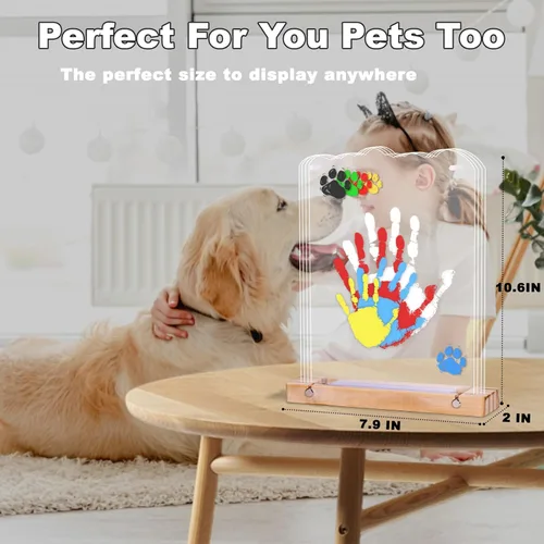 Miniatura 6 de Kit familiar de huellas de manos con luz, kit de mano y huella de bebé, regalos familiares para nuevos padres, Navidad, adopción, baby shower