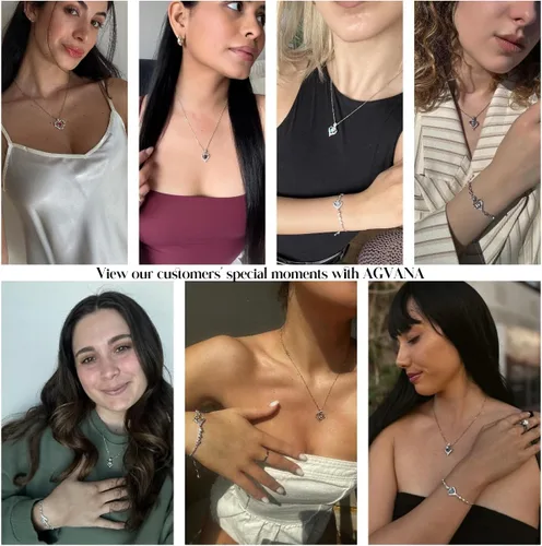Miniatura 4 de Collares con dije de piedra de nacimiento, de plata de ley auténtica natural o creada con piedras preciosas, con dije de rosas y corazón