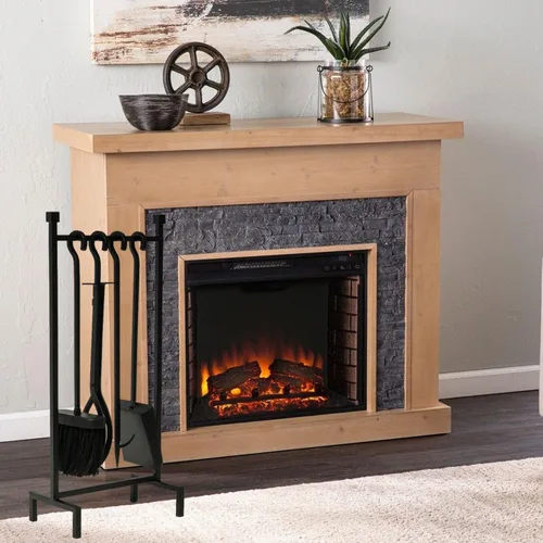Miniatura 5 de Juego de herramientas para chimenea de alta resistencia para interiores con soporte de 31.5 pulgadas, cepillo extra largo de 23.6 pulgadas, póquer