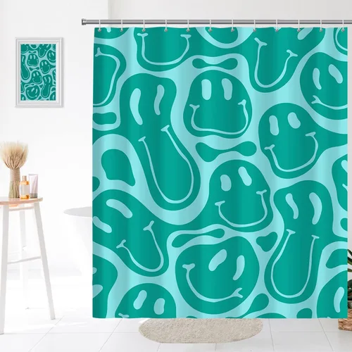 Miniatura 16 de Decoración de baño hippie retro, cortina de ducha de vaca y fresa, tela de poliéster impermeable, 72 x 72 pulgadas, albaricoque