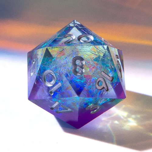 Miniatura 5 de Dados multifacéticos DND D20 individuales de resina con borde afilado de 20 caras D&D, poliédricos hechos a mano de 0.866 in para Calabozos