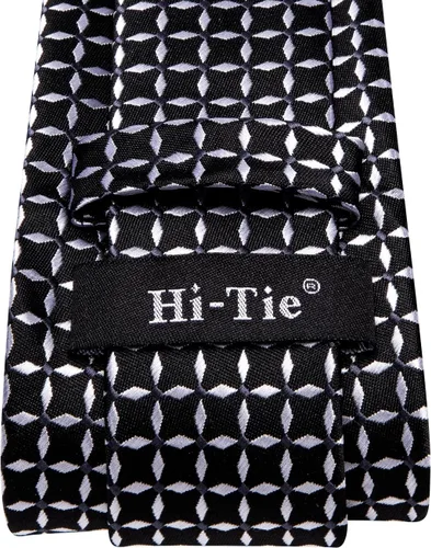 Miniatura 66 de Hi-Tie Corbata clásica de cachemira para hombre con pañuelo y gemelos a cuadros