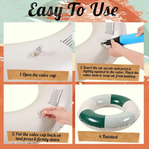 Miniatura 6 de Wettarn 4 tubos de piscina con estampados divertidos, flotadores inflables, juguetes de natación, tubos interiores clásicos a rayas para piscina