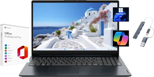 Lenovo Ideapad 1 - Laptop FHD de 15.6", con Microsoft Office gratuito, AMD Ryzen 5 7520U, 8 GB de RAM, SSD de 1 TB, Windows 11 Pro, azul Abyss, con