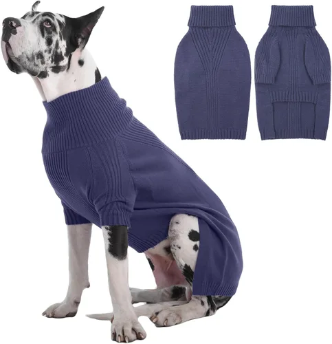 Miniatura 77 de IECOii Suéter extragrande para perro, suéteres térmicos cálidos para perros de raza gigante, ropa de punto, cuello alto de invierno, elástica