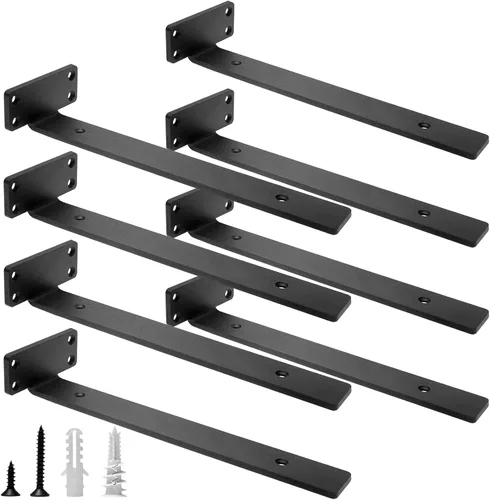 HITOMEN Soportes de estante flotantes resistentes, accesorios de estantes ocultos de 12 pulgadas (1/5 pulgadas de grosor), soportes de hierro L,