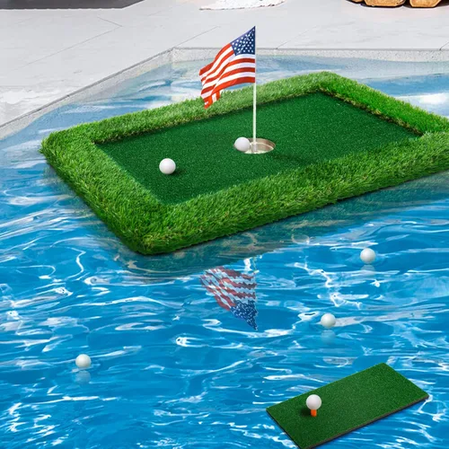 Miniatura 8 de Verde de golf flotante para piscina, varios tamaños (35"x24"/47"x35"/63"x47") para adaptarse a tus necesidades, green de chipping flotante, ideal