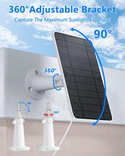 Miniatura 6 de Panel solar para cámara de seguridad, panel solar USB de 5W para cámara de seguridad DC 5V, panel solar con puerto micro USB y USB-C, cargador solar