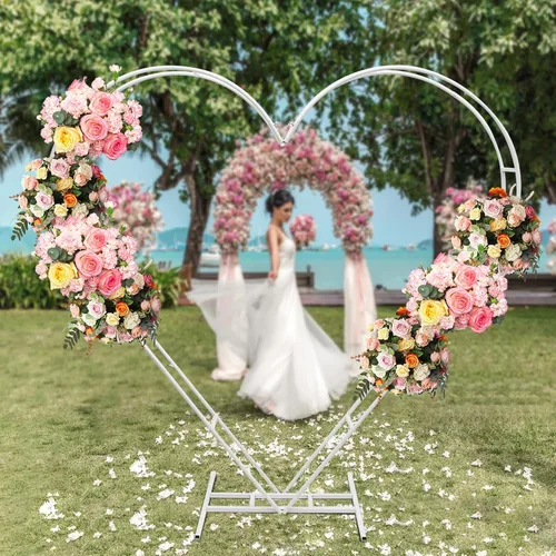 Miniatura 8 de Arco de boda moderno en forma de corazón de metal para arco de boda con marco de globo, marco de globos, estante de exhibición de bodas, eventos