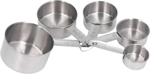 Miniatura 6 de Las tazas de medición del metal conveniente de la escala del claro del acero inoxidable fijaron alta exactitud para la cocina, plateado