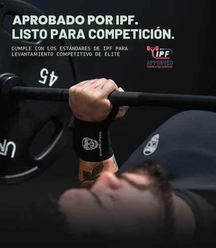 Miniatura 4 de Gymreapers Muñequeras de levantamiento de pesas (aprobadas por IPF) de 18 pulgadas, soporte de muñeca de calidad profesional con lazo para el pulgar