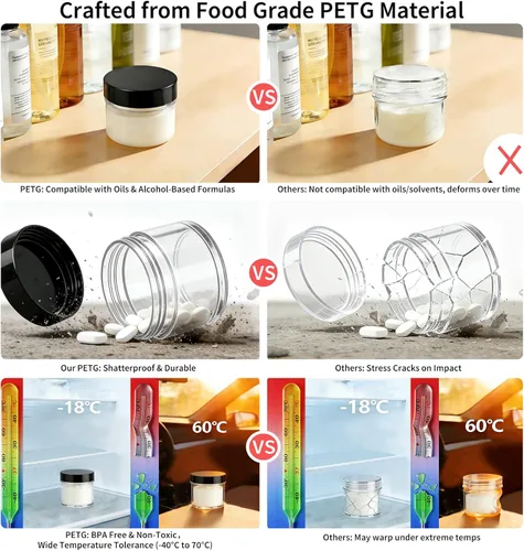 Miniatura 5 de Recipientes de tamaño de viaje para artículos de tocador, 4 frascos pequeños de cosméticos de 1 onza para maquillaje, cremas faciales, loción