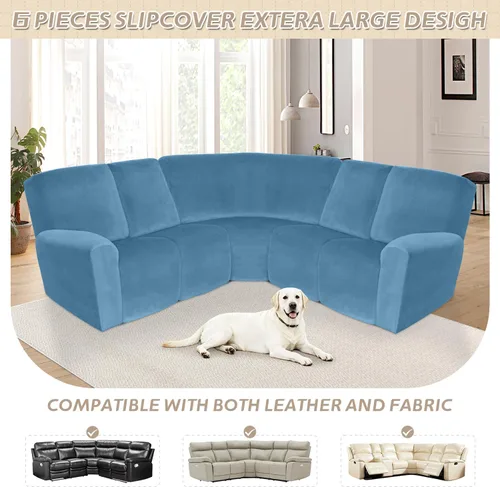 Miniatura 597 de Arfntevss Fundas de sofá seccional reclinable de terciopelo, Funda de sofá seccional de esquina para sofá reclinable, Funda elástica suave