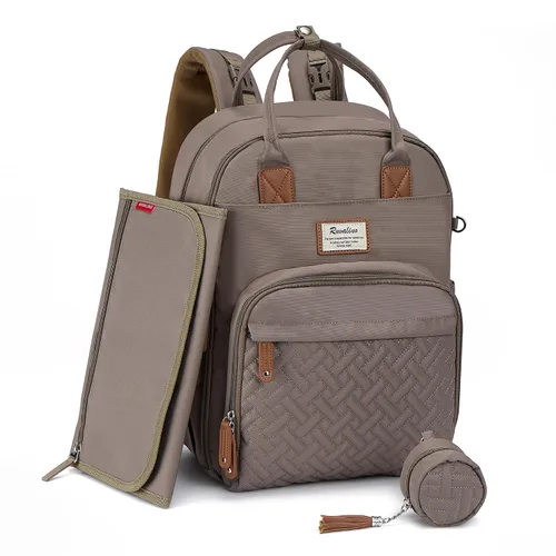 Miniatura 12 de RUVALINO Pañalera tipo mochila, mochila multifuncional para viajes, bolsas para cambiar al bebé de maternidad, gran capacidad, impermeable, azul