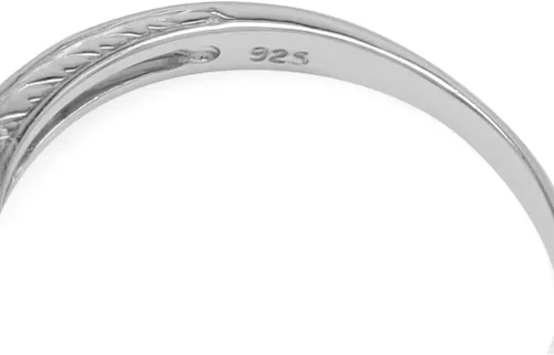 Miniatura 5 de Silvershake Anillo de plata de ley 925 chapada en oro blanco o amarillo de 3 piedras preciosas de forma redonda, joyería nupcial para mujer