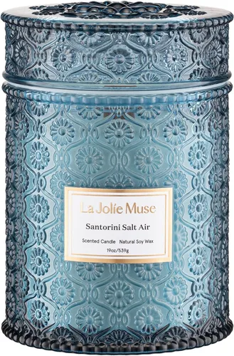 Miniatura 16 de LA JOLIE MUSE Vela de vainilla y coco – Coco, freesia y vainilla Vela de mecha de madera grande de 19 oz Cera de soja natural 90 horas de Isla