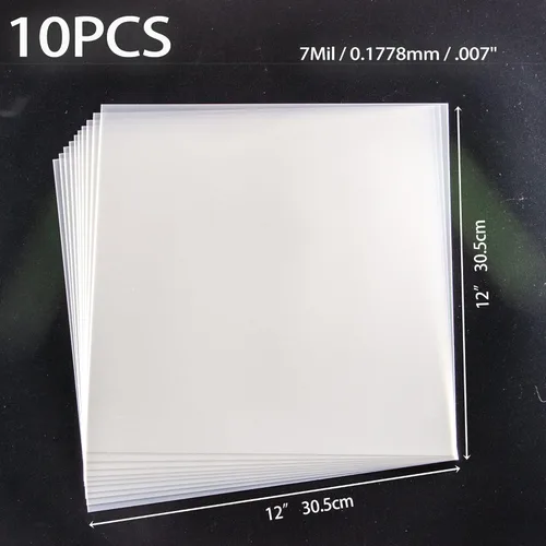 Miniatura 2 de 10 hojas de plantillas de Mylar en blanco de 7 mil, hojas de plantillas en blanco de PET translúcido lechoso de 12 x 12 pulgadas