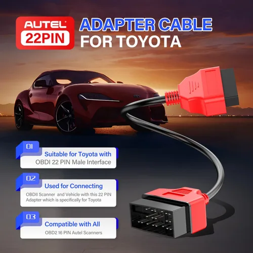 Miniatura 2 de Autel Cable adaptador original OBD2 para vehículos Toyota, 22Pin OBD1 a 16Pin OBDII convertidor de coche, compatible con OBD II herramienta