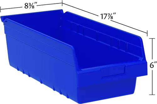 Miniatura 5 de Akro-Mils 30088 ShelfMax - Caja de almacenamiento de plástico para anidar, 18 pulgadas de largo por 8 pulgadas de ancho por 6 pulgadas de alto, Azul