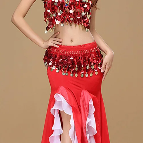 Miniatura 4 de Pañuelo para danza del vientre, falda para danza del vientre, monedas de lentejuelas brillantes, disfraces de bailarina del vientre para mujer