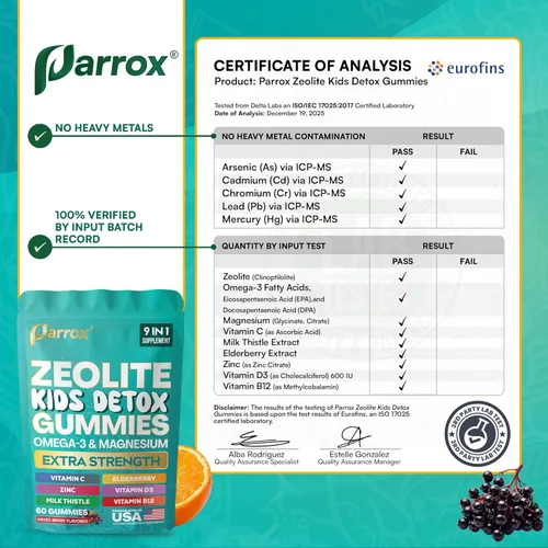 Miniatura 8 de Zeolite Kids - Gomitas 9 en 1 con zeolita, omega-3, magnesio, saúco, vitamina C, cardo mariano, vitamina D3, zinc, B12, sin azúcar