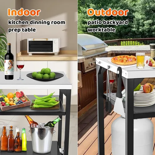Miniatura 6 de Mesa de Parrilla Plegable para Interior Portátil Compatible con Parrilla de Madera al Aire Libre Ninja (Serie OG701 OG850 OG951), Espacio Grande