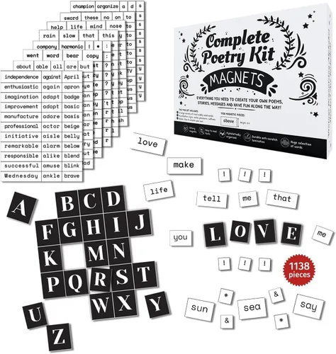 Kit Completo de imanes de poesía de 1138 piezas, imán de palabras para nevera, palabras magnéticas, imanes de palabras para nevera, construcción de