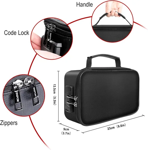 Miniatura 5 de ENGPOW Pequeño estuche organizador de almacenamiento ignífugo con cerradura (9"x 5.3"x 3.7"), bolsa billetera organizadora de monedas caja fuerte