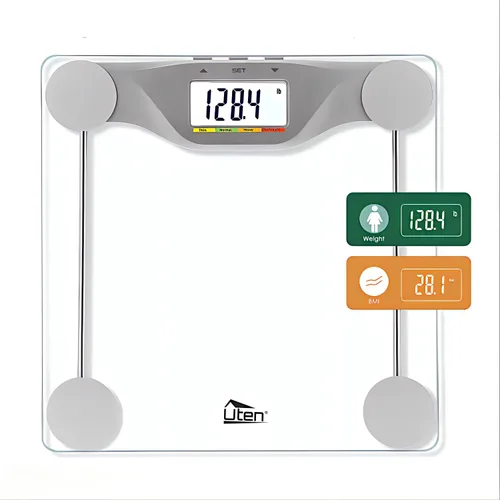 Uten Báscula digital de baño de grasa corporal con BMI de alta precisión inteligente con retroiluminación grande pantalla LCD de 5 colores,