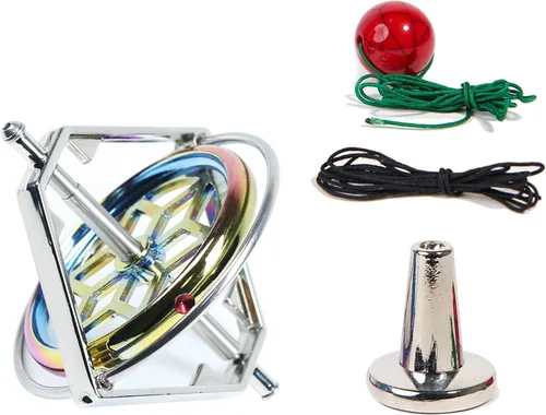 Joytech Giroscopio de precisión matar tiempo metal antigravedad spinner juguete de equilibrio JA23 Plata+colorido