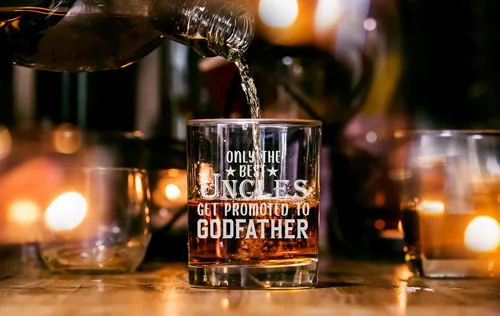 Miniatura 7 de Only The Best Uncles Get Promoted To Godfather - Vaso de whisky de 11 onzas – Regalo especial para padrino para comunión, bautismo, ¿serás mi padrino