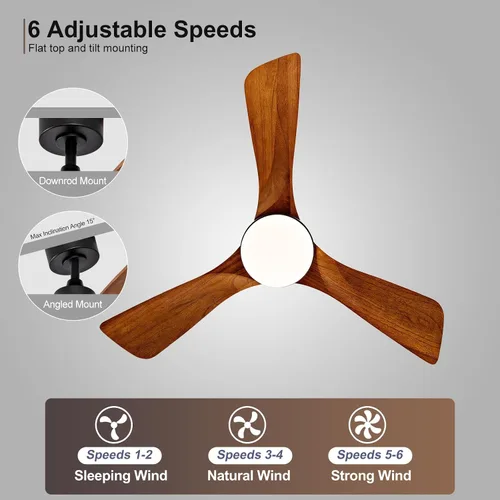 Miniatura 4 de Ventiladores de techo negros de 36 pulgadas con luces y control remoto, luz LED regulable, motor CC bastante reversible, función de memoria