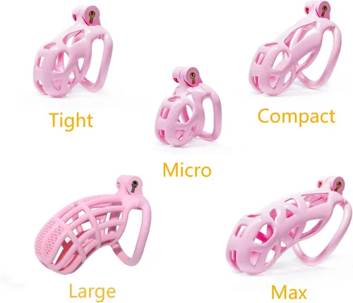 Miniatura 2 de Jaula de castidad masculina Cobra con 5 anillos de resina y cerradura para hombres, transpirable (Grande)