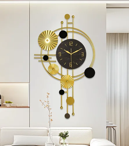 Miniatura 6 de Reloj de pared grande, relojes modernos para sala de estar, diseño geométrico, reloj de pared silencioso, funciona con pilas, para sala de estar