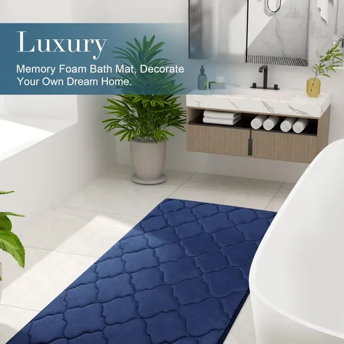 Miniatura 6 de OLANLY Alfombra de baño de espuma viscoelástica de 47 x 17 pulgadas, ultra suave y absorbente, antideslizante, cómoda, lavable a máquina, para suelo