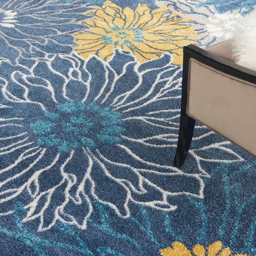 Miniatura 5 de Nourison Passion - Alfombra azul, de 6 pies, 7 pulgadas x 9 pies, 6 pulgadas, floral, campestre, fácil de limpiar, no desprende pelo